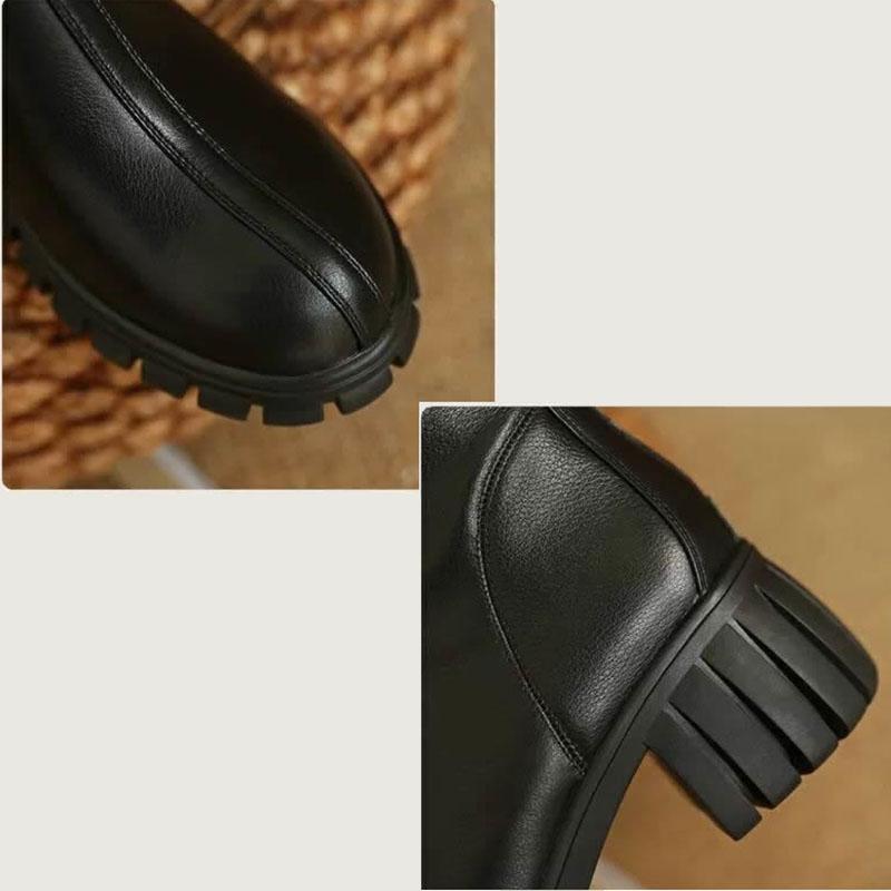 Martin Boots Woman Round Head Retro Boots Black Middle Boots Back Zipper Chelsea Boots Snow Boots Plus Velvet Warm Cotton Boots Winter Boots