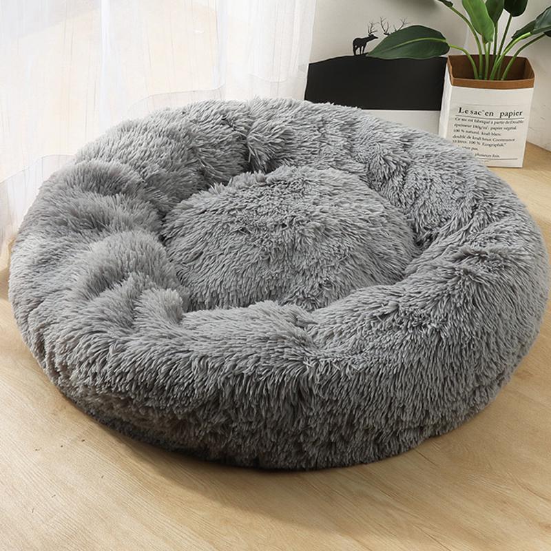 Round Plush Pet Bed House Super Soft Cat Dog Nest Kennel Warm Sleeping Puppy Kitten Mat