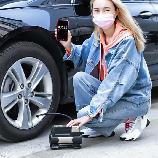 Digital Display Car Air Pump Set Portable Tire Pressure Monitor Multi-function Air Pump Cigarette Lighter Head