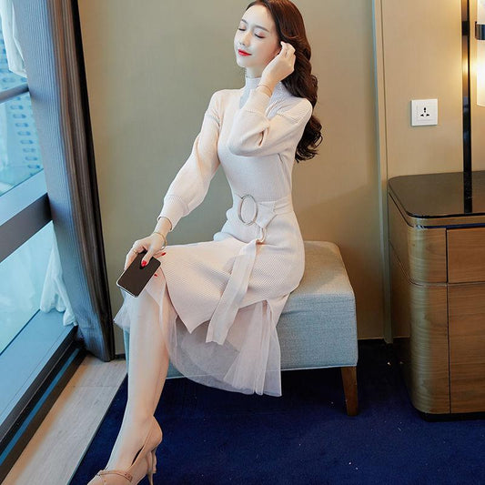 Autumn/winter Mid-length Sweater Skirt Women Over-the-knee Slim-fit Base Skirt Outer Wear Inner Knit Dress