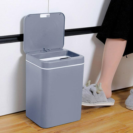 14 Liters Smart Sensor Trash Can Household with Lid Bathroom Kitchen Living Room Toilet Automatic Thickening Increase Trash Can Battery Type