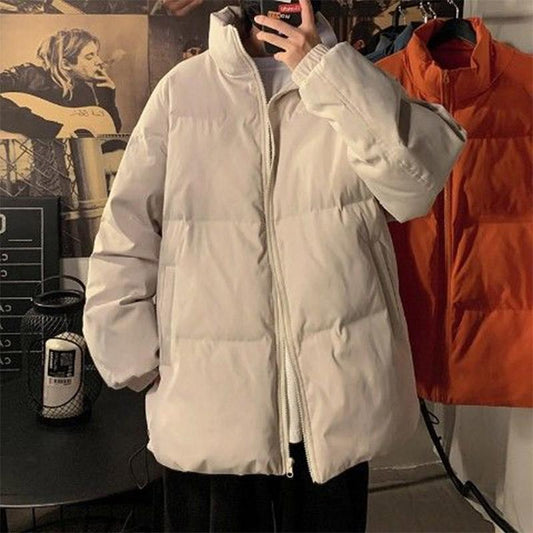 Pure Color Simple Large Size Stand-up Collar Padded Jacket Women's Forest Increased Padded Jacket