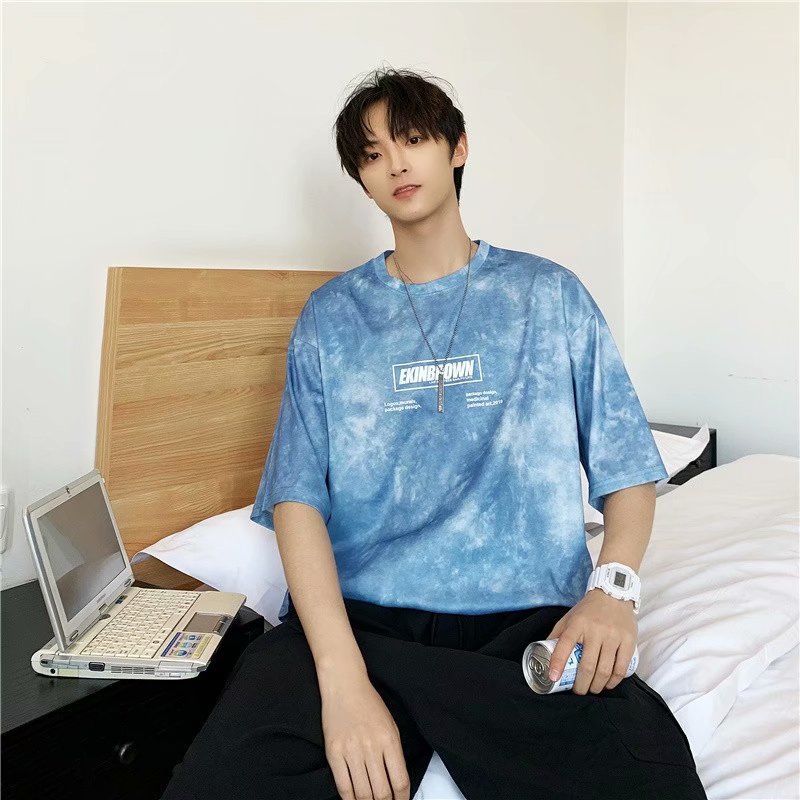 Tie-dye Gradient Color Short-sleeved T-shirt Summer Couples Men and Women Loose Students All-match Half-sleeved
