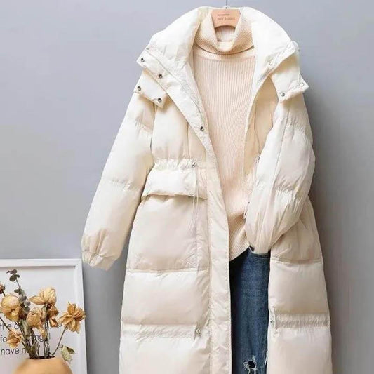 WTEMPO Down Jacket Mid-length Over-the-knee Quilted Jacket Loose Fashion White Duck Down