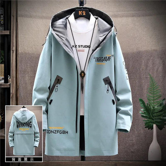 WTEMPO Campus Windbreaker Hooded Jacket Casual Loose Coat Comfortable Trend Top for Teenage Students Men