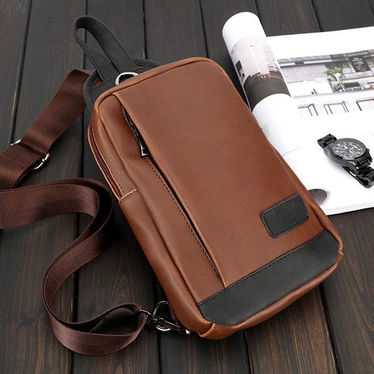 Casual Chest Bag Men Coffee Large Capacity Multi-pocket Shoulder Bag Outdoor Sports Pockets