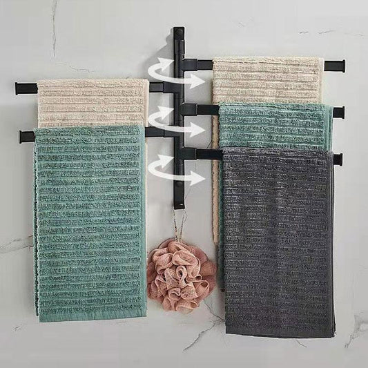 30cm Towel Rack Rotating 3 Bar Bathroom Shelf Rack Towel Bar Bathroom Artifact Hanging Towel Rack Hook