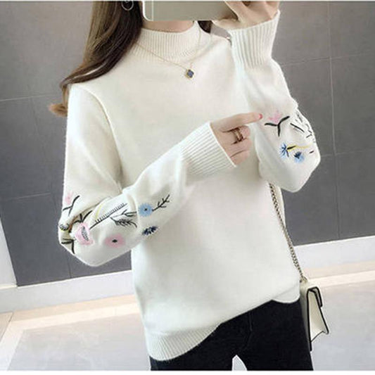 Pofulove Women's pullover knit Raglan long sleeved Half turtleneck sweater coat Loose Lady pullover Top Sweater Warm winter
