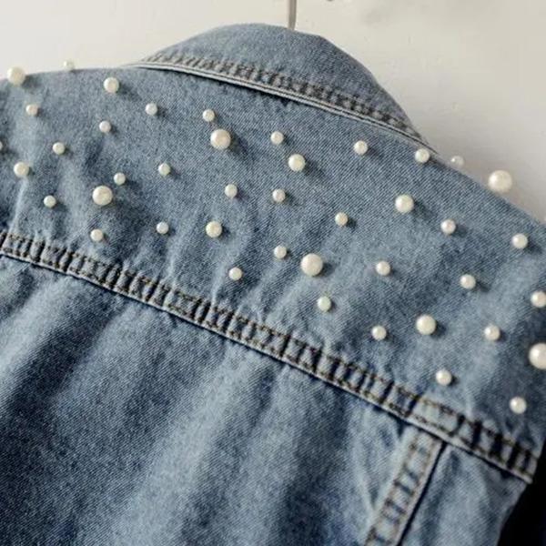 Women's Blue Long Sleeve Denim Jacket Casual Short Outwear Coat