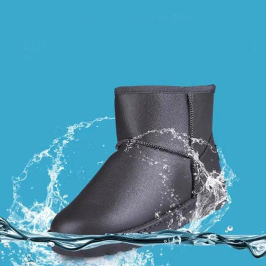 Winter Leather Snow Boots Women's Waterproof Non-slip Short Tube Warm and Velvet Thick Ankle Boots Korean Boots Cotton Shoes
