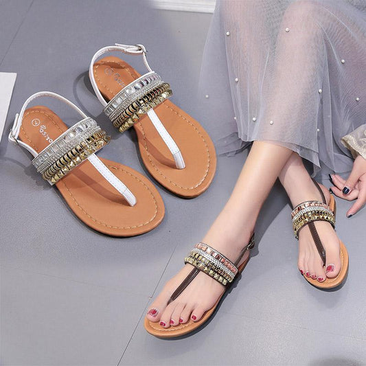 2020 Summer Korean Version of The Flip-flop Sandals Female Flat Bottom Student Casual Fashion Sexy Beach Shoes Fairy Slip