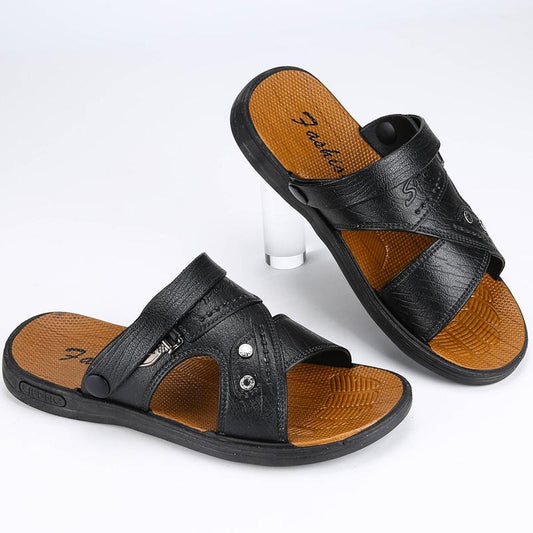 Sandals Men's Waterproof Non-slip Beach Shoes Men's Dual-use Large Size Sandals and Slippers Imitation Leather