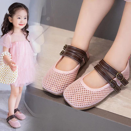 Children's Princess Shoes Girl's Breathable Hollow Mesh Sandals Kid's Large Size Soft Bottom Toddler Shoes