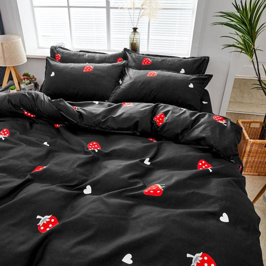 Net Celebrity Four-piece Bedding Cartoon Bed Linen Quilt Sanding Three-piece Student Bedding