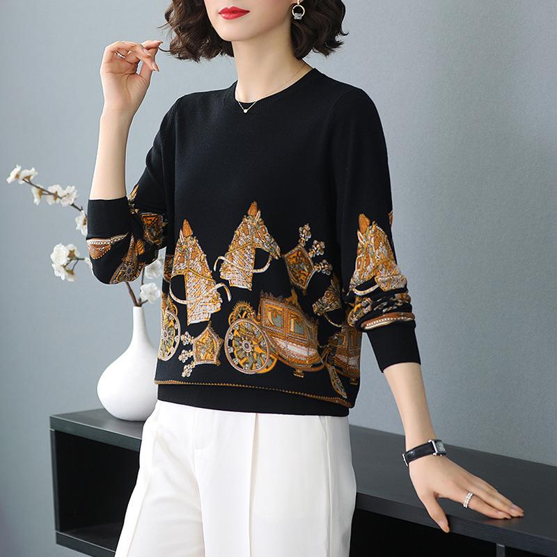 Autumn Winter Women Jumper O-Neck Long Sleeve Pullover 3D Print Jumper Tops Casual Loose Knitted Sweaters