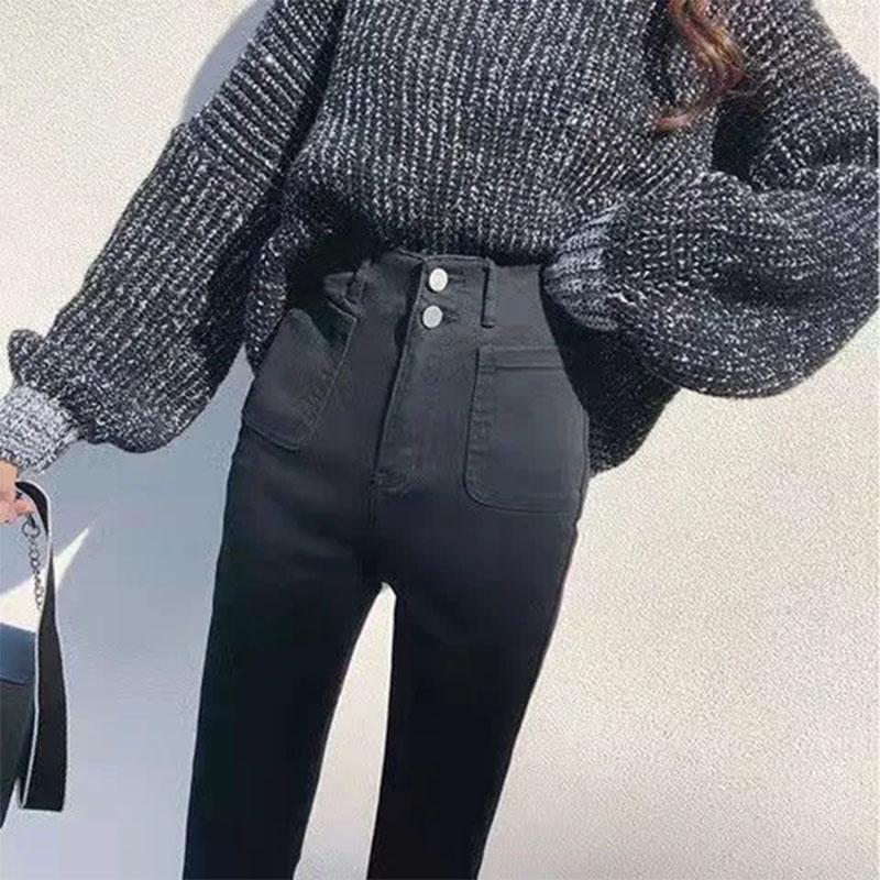 Women's High-waisted Stretch Jeans Spring and Autumn Are Thin Skinny Skinny Pencil Pants Pencil Nine-point Pants Ladies Denim Jeans