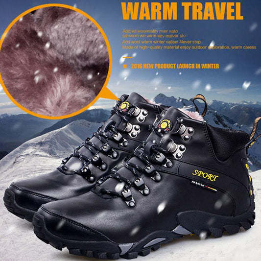 Leather Outdoor Winter Shoes Cotton Boots Men's Snow Boots Winter Plus Velvet Warm Leather Shoes Winter High-top Shoes