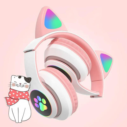 Cat Ear Headset 5.0 Bluetooth Headset Heavy Bass Mobile Game Computer Universal Noise Reduction High Quality Headset