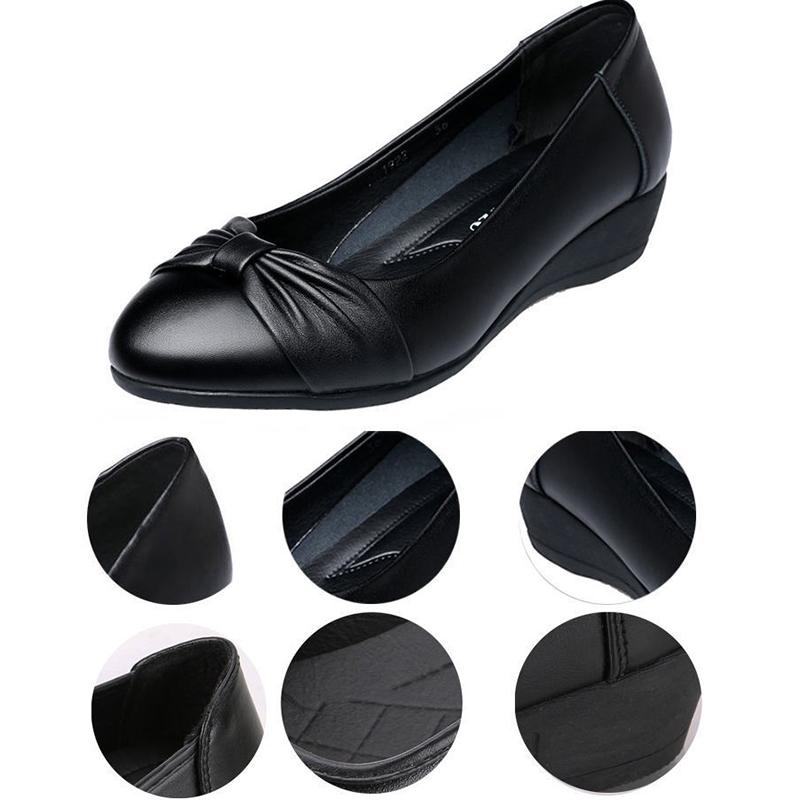 Mom's Shoes Women's Shoes Soft-soled Women's Comfortable Spring and Autumn Soft Leather Work Shoes Leather Shoes Middle-aged and Elderly
