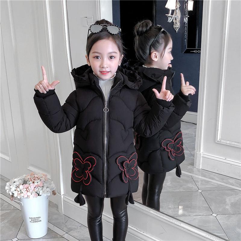 Winter Padded Warmth Girl Winter Padded Jacket Padded Jacket Children Down Padded Jacket Girl Mid-length Baby Padded Jacket