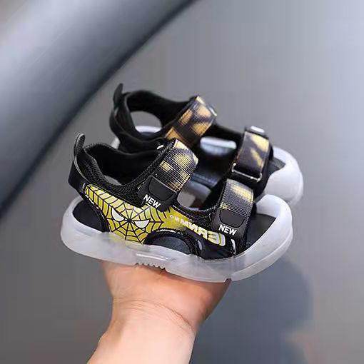 Baby Sandals Summer Boys Light-up Sandals Baotou Anti-kick Beach Shoes 1-2-3 Years Old Soft Bottom Toddler Shoes