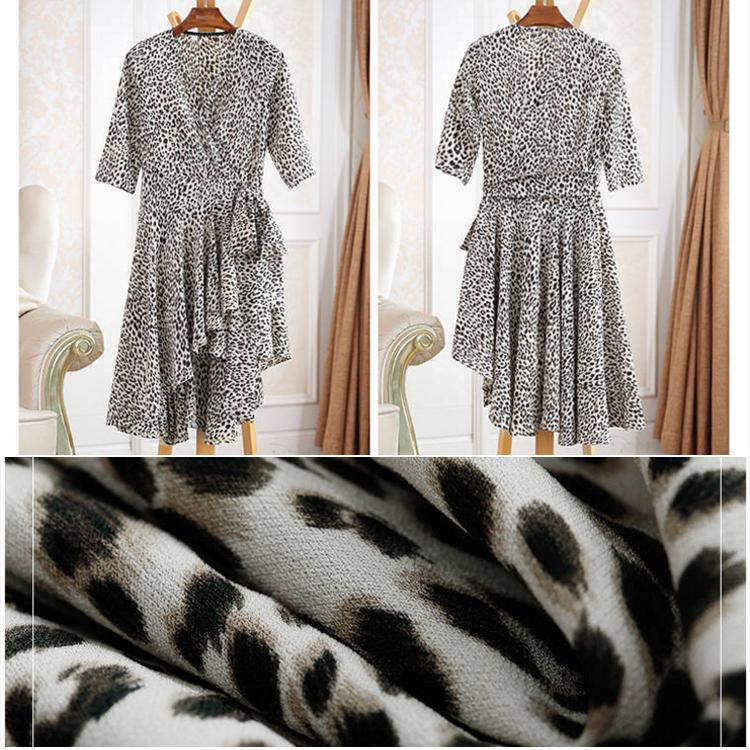Summer Chiffon Dress Women Leopard Boho Dresses Ruffle Long Sleeve A-line Mini Party Dress Vestidos
