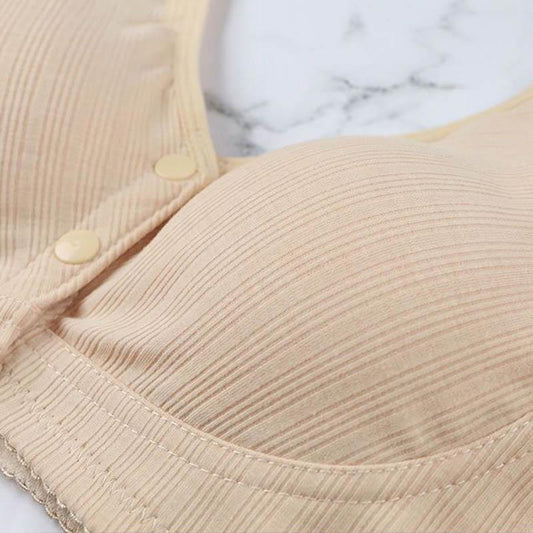 Front Buckle Unwired Bra Threaded Cotton Vest Ladies Large Bra Thin Lightweight Breathable Sports Sleeping Bra