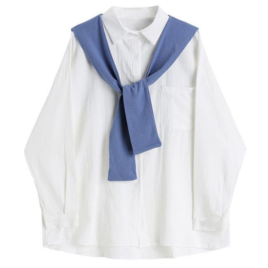 Solid Color Versatile Bottoming Shirt Schoolgirls Spring Korean Style Loose Lazy Wind Shirt Super Delivery Shawl