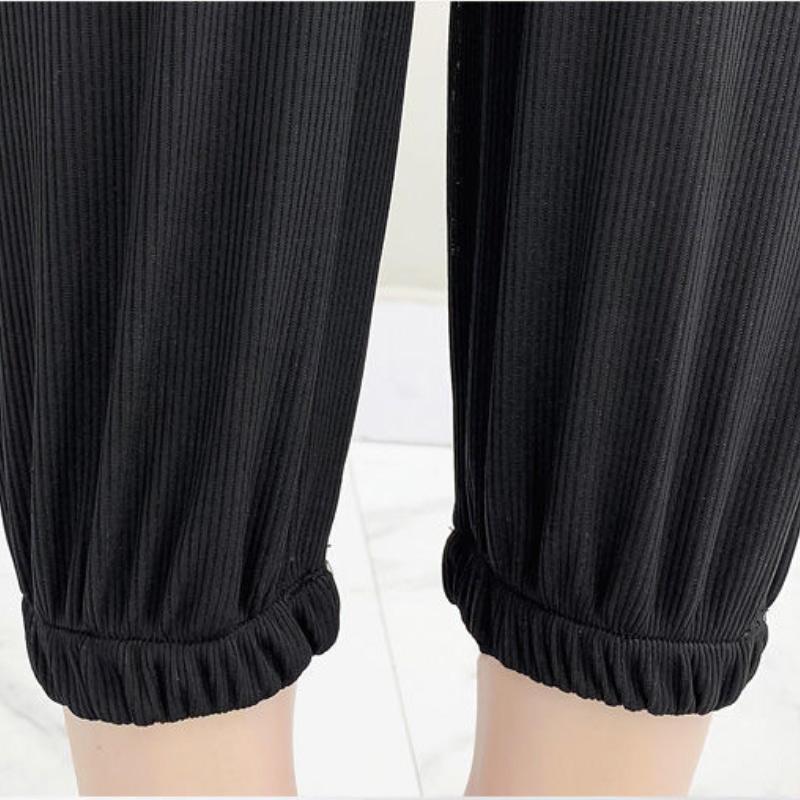 Ice Silk Sports Pants Summer Ladies Loose and Thin Beam Blooming Pants Casual Harem Pants High Waist Thin Sections Versatile