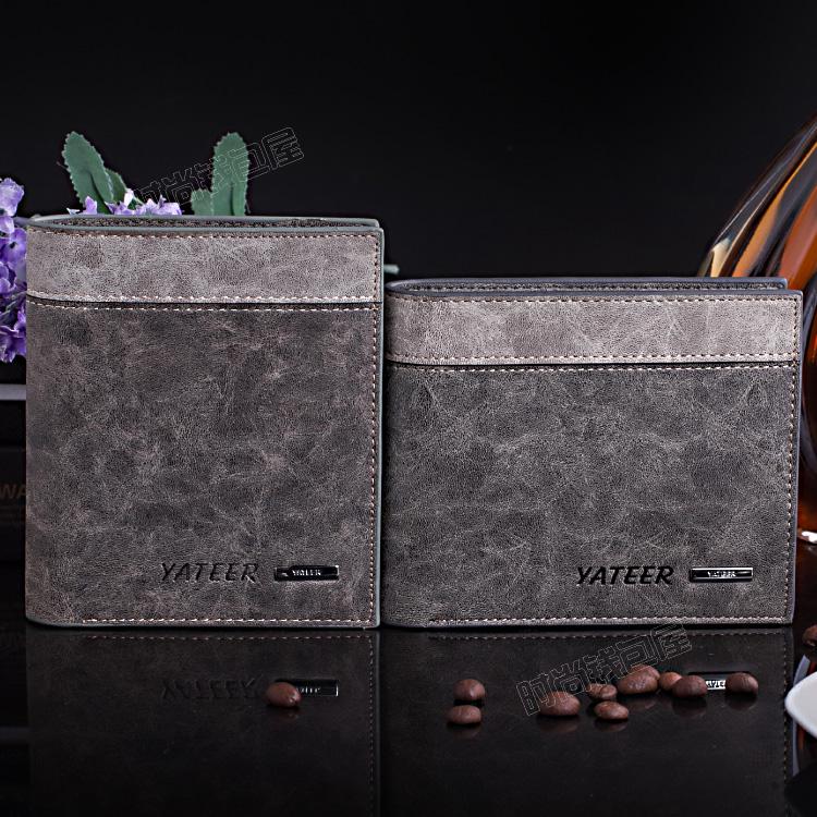 Fashion short wallet men woven card package multi-function matte leather clutch bag coin bag