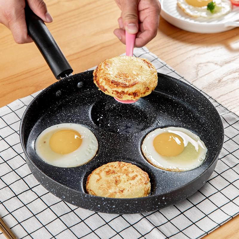 No Oil-Smoke Non-Stick Pot Four-Hole Fried Egg Dumpling Pan Waffle Mold 24cm Mini Multi-Function Fried Pan
