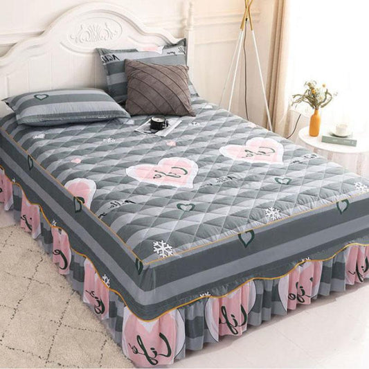 3pcs/set Cotton Thickened Korean Bed Skirt Does Not Fade Washable Bed Sheets Large Simmons Protective Cover