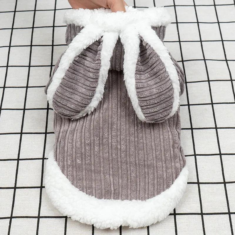 Dog Coats Jackets Soft Fleece Pets Dogs Clothing Puppy Warm Thick Rabbit Ear Jumpsuit 2 Legs Sleeves Outerwear Romper Casual Hoodies for Small Dogs
