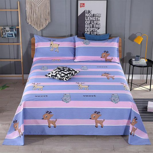 Autumn and Winter Cotton Sheets One-piece Three-piece Set Thickened Encryption Single Bed Double Bed Refreshing Skin-friendly and Washable