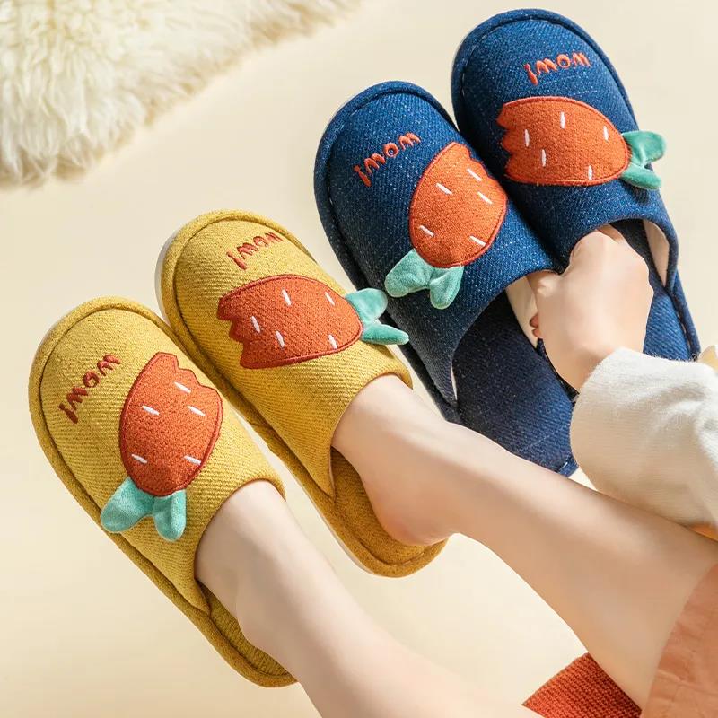 Autumn and Winter Carrot Design Cotton Slippers Non-slip Warm Cotton Shoes Comfortable Casual Fashion