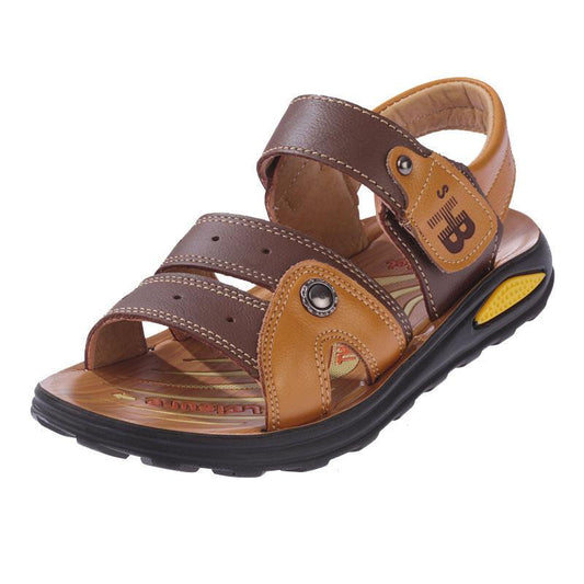 Boys Sandals Summer Children's Leather Sandals Soft Sole Wear-resistant Lightweight Velcro Beach Sandals