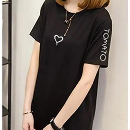 Plus Size Short Sleeve T-Shirt Ladies Summer Mid-Length Loose Top Plus Fertilizer Plus Women's Clothes