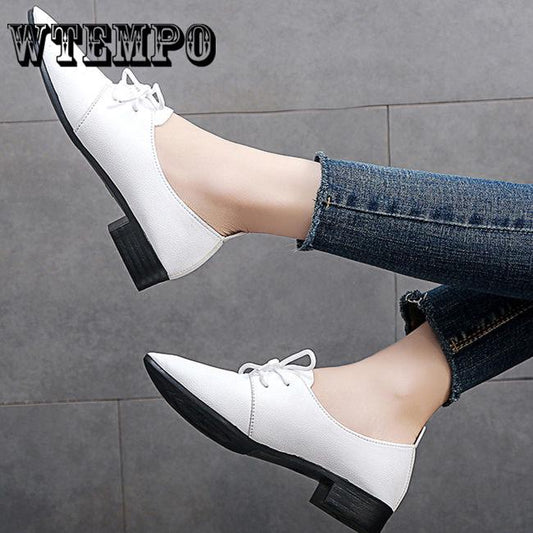 Women Soft Pu Leather Shoes Woman Casual Flat Leather Shoes Soft Bottom Loafers