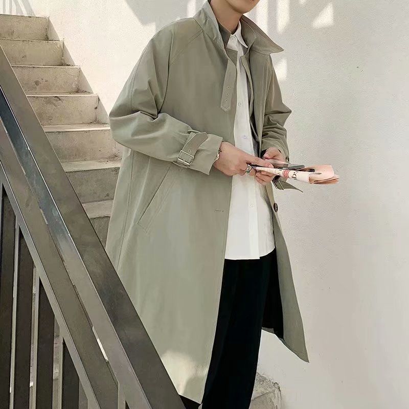 Autumn and Winter Windbreaker Jacket Men's Hong Kong Style Jacket Loose Coat