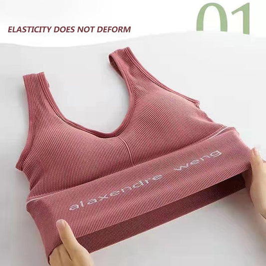 Women's Sports Bra Sling Yoga Vest High-elastic U-shaped Halter Underwear Without Steel Ring Gathering Bra Fitness Bra Wrapped Chest Push Up Bra Top
