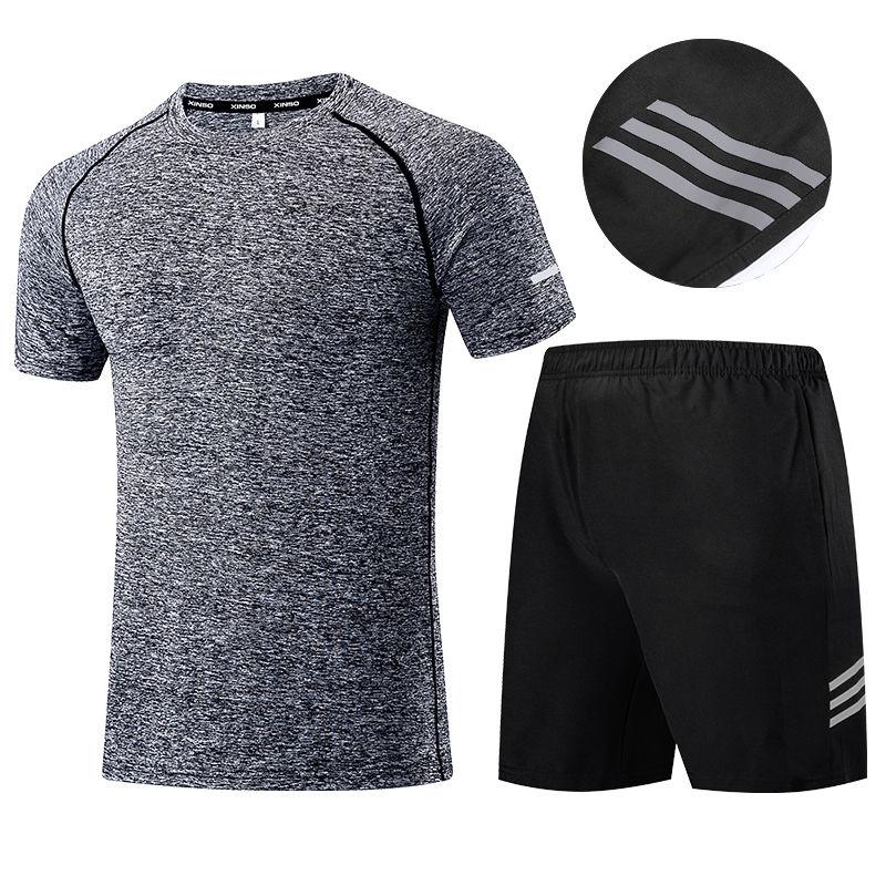Sports Suit Short-sleeved Quick-drying Running Suit Gym Ice Silk Thin Shorts Basketball Sports Clothes Men Summer
