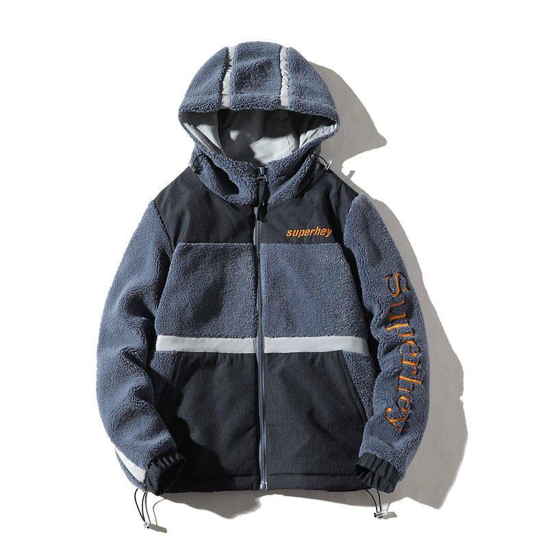 Winter Blue Jacket Men Warm Coat Cashmere Overcoat Windbreaker High Quality Fleece Cotton-Padded