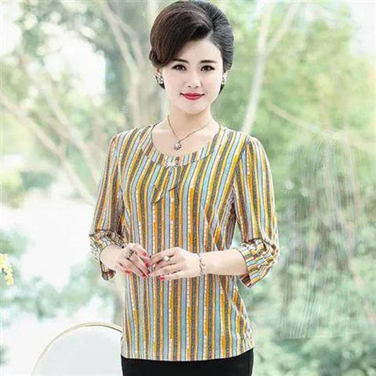 XL-XXXXXL Women's Spring Summer Large Size Chiffon Thin Shirt Loose Tops Slim All-match Casual Printing Bottoming Shirt