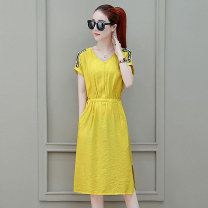Chiffon Dress Short-sleeved Spring Summer Korean Fashion Fashion In The Long Style Loose Temperament Thin Skirt Women
