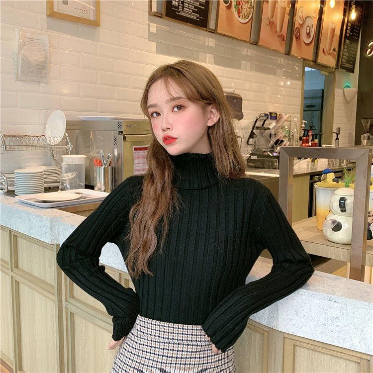 Pofulove Colorful Thick Knit Sweater Women's Pullover Long-sleeved Sweater Bottoming Shirt Wild Tops