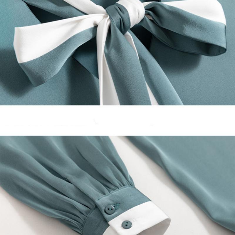 Bow Professional OL Shirt Women's Long-sleeved Top Chiffon Shirt