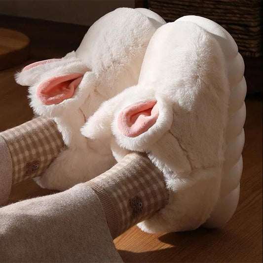 Winter Cotton Slippers Female Cute Rabbit Home Cotton Slippers Thick-soled Non-slip Cotton Shoes Female Winter