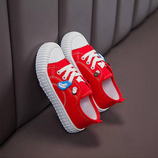 Children's Canvas Shoes Running Shoes for Boys and Girls Velcro Sneakers Student Board Shoes