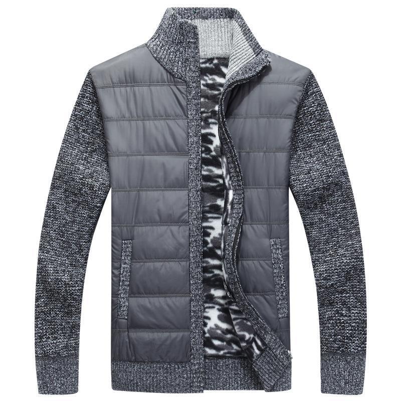Men's Winter Cotton Jacket Fashion Splicing Cotton Padded Jacket Fleece Warm Down Jacket