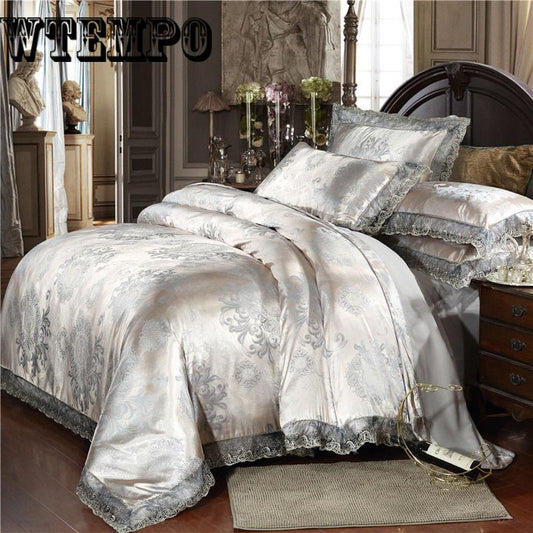 Jacquard Fabric Bedding sets King Queen size Bed set Duvet cover set Embroidery Bedsheet